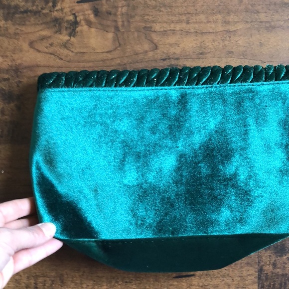 Vintage forest green sparkly velour clutch wristlet - Picture 4 of 8
